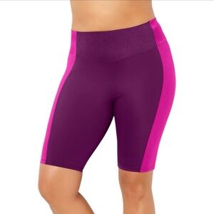 Swimsuits For All Purple and Pink Bike Shorts with Elastic Waistband